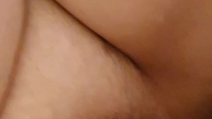 Filling her hairy bbw pussy