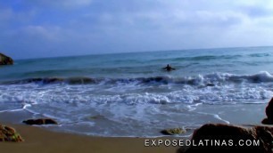 Blonde Latina fucked in the ass at the beach by stranded guy