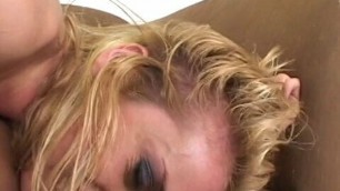 Juicy blonde babe enjoys having her holes polished with black dicks