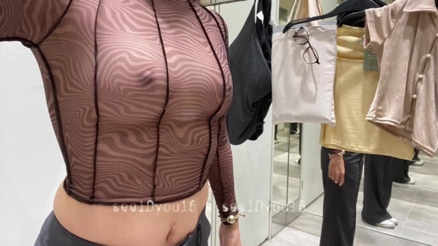 Trying on Sheer Clothes in Dressing Room