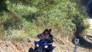 Picked up girl with big natural tits riding a hard cock outdoors