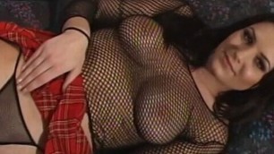 Curvy chick covered in cum after a long fuck on the couch