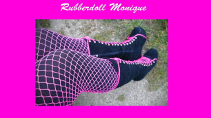 Rubberdoll Monique - Wearing my bimbo doll boots outside