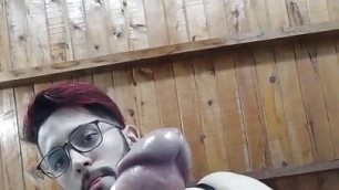 Jerking My Big Uncut Latino Cock On My Cock Ring Harness Until I Shoot A Big Load And Eat My Cum