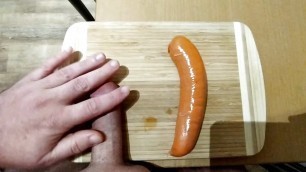 Ordinary sausage put my big dick to shame