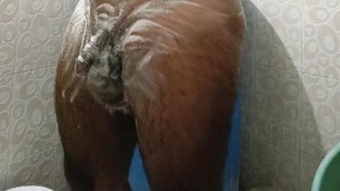 Small cock man taking shower